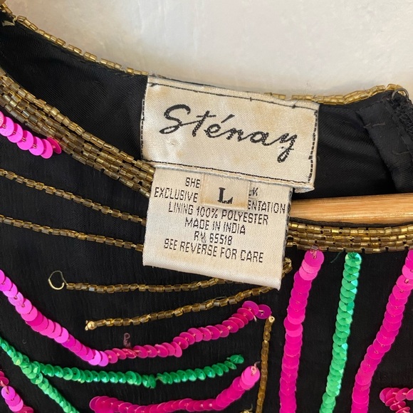 Stenay Womens Vintage Pink And Green Evening Top - Picture 6 of 7